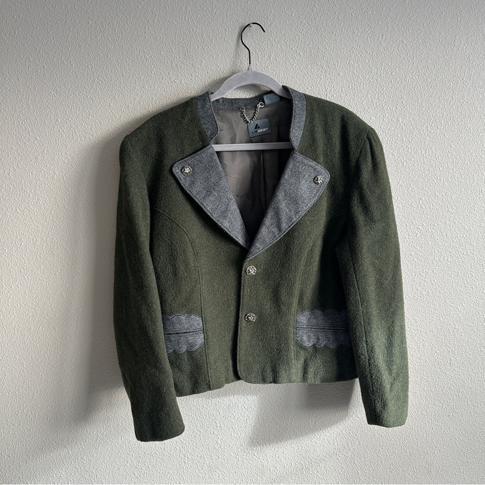 Vintage Lizwear Green Gray Wool Blazer 10